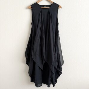 Bitte Kai Rand Cotton Layered Midi Dress Womens Large Black Lagenlook Monochrome